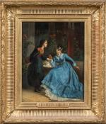 Victor CARRE-SOUBIRAN (?-1897) "Les deux soeurs". Huile sur toile, signée...