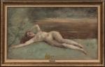 Charles DEVILLIÉ (1850-1905), " Femme nue allongée au bord de...
