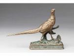 Alfred Dubucand (1828-1894)." Poule faisane ". Bronze à patine mordorée....