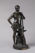 Georges Bareau (1866-1931). " Le forgeron ". Sujet en bronze...