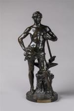 Georges Bareau (1866-1931). " Le forgeron ". Sujet en bronze...