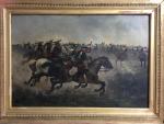 ECOLE FRANCAISE du XIXe siècle. « Charge de cavalerie ». [...]Huile sur...