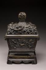 BRULE-PARFUM Fanding, en bronze à décor de dragons ajourés dans...