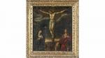 ECOLE FLAMMANDE du XVIIème siècle. "Crucifixion". Huile sur cuivre 17