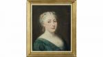 ECOLE FRANCAISE du XVIIIème siècle."Portrait de dame en robe