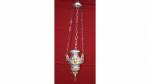 LAMPE de SANCTUAIRE néoclassique en bronze doré à décor d'anges...