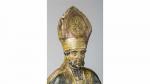 ITALIE ? Saint prêtre en bois sculpté polychrome et doré...