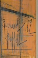 Bernard BUFFET (1928-1999),
Tulipes grenat, 1962,
Crayons de couleur sur papier,
Signé et...