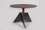 André Sornay (1902-2000)Table à système à plateau rond en bois...