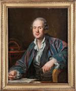 Rosalie BOCQUET, école française du XVIIIème siècle. Portrait d'astronome à...