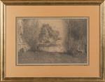 Jean-Baptiste MILLET 
(Gréville-Hague 1831  Auvers-sur-Oise 1906)
L'étang
Crayon
26,5 x 41,5 cm...