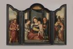 Ecole FLORENTINE du XVIème siècle
Triptyque avec la Sainte Famille, volets...
