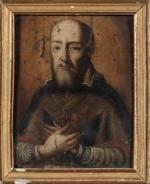 Ecole FRANCAISE du XVIIe siècle." Portrait de Saint François de...