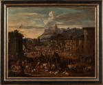 Jan Pieter van BREDAEL 
(Anvers 1654 - 1745)
Scène de marché
Toile...
