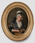 Ecole FRANCAISE vers 1790
Portrait de femme écrivant une lettre 
Toile...