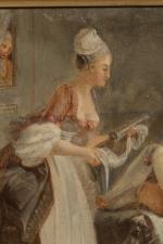 Ecole FRANCAISE du XVIIIème siècle
Le lavement
Carton contrecollée sur panneau
34 x...