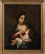 ECOLE ITALIENNE du XVIIIe siècle
Vierge à l'enfant
Toile
80 x 65 cm
Restaurations
RM