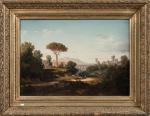 Antoine PONTHUS -CINIER (1812-1885). "Paysage italien". Huile sur toile Signée...
