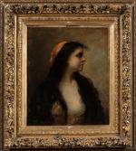 Saint-Jean GIRARD (1849-1910).
Portrait de profil d'une jeune femme orientale.
Huile sur...