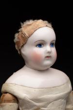 ROHMER, exceptionnelle poupée parisienne, tête porcelaine mobile, la coupe du...