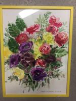 Madelon GUILLEMINET - Roses, aquarelle. 42 x 32 cm.