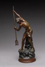 Adrien Etienne Gaudez (1845-1902)
« Pécheur au trident »
Bronze à patine...