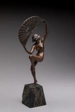 Marcel Bouraine (1886-1948)
« Danseuse à l'éventail »
Sujet en bronze à...