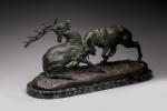 Thomas Cartier (1879-1943)
« Combat de cerfs »
Groupe en bronze à...