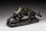 Georges Gardet (1863-1939)
« Tigre dévorant une tortue »
Bronze à patine...