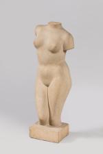 André Tajana (1913-1999)
« Buste de femme »
Sculpture en pierre. Socle...