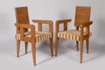 André Sornay (1902-2000)
Paire de fauteuils à haut dossier rectangulaire en...