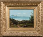 Théodore LÉVIGNE (1848-1912).
Lac en montagne.
Huile sur toile.
Signée en bas à...