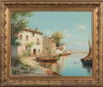 Alphonse LECOZ (XIX-XXe siècle).
Petits bateaux de pêches aux Martigues.
Huile sur...