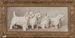 Fernand Alexis LAMBERT (1868-1935).
Quatre Westies.
Aquarelle sur papier.
Signé en bas à...