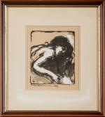 Pierre COMBET-DESCOMBES (1885-1966).
Femme à la chevelure noire, 1919.
Monotype avec rehauts...