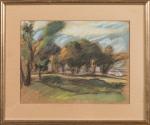 Pierre COMBET-DESCOMBES (1885-1966).
Paysage.
Pastel sur papier.
Cachet de la signature en bas...
