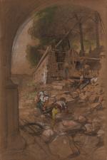 Charles Lacour (1861-1941)
En pendant : 

Les ouvriers sur le quai.
Pastel...