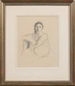 Jean SOUVERBIE (1891-1981).
Femme enceinte assise.
Mine de plomb sur papier beige.
Signé...