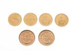 LOT de 6 monnaies : 4 de 0,5 Gr (Irlande, Palau,...