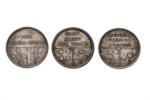 ALLEMAGNE -COFFRET avec 3 petites medailles en argent illustrant les...