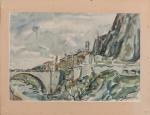 Venance CURNIER (1885-1971).
La Durance à Sisteron.
Aquarelle sur papier.
Signé en bas...