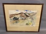 Jacques LAPLACE (1890-1955), "Paysage de Lozère" 1928, acquarelle signée, datée...