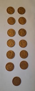 13 pièces de 20F or Napoléon III