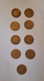 Lot de 9 pièces de 20F or, dont 6 Louis-Philippe,...