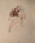 (CURIOSA) LEROY. Aquarelle originale, signée LEROY,1949. Pour l'illustration des «...