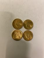 4 pièces de 10 dollars or type Indian Head Eagle...