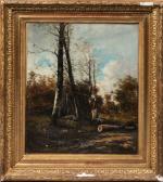Paul ARMANDI (XIXe siècle).
Fagotière dans les bois.
Huile sur toile.
Signé en...