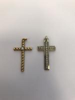 Deux PENDENTIFS Croix, l'une en or gris 750/°° et perles...