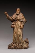 Saint Jacques de Compostelle. HAUT-RELIEF sculpté sur bois à décor...