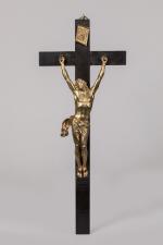 Grand CHRIST en bronze doré janséniste en ronde-bosse, tête penchée...